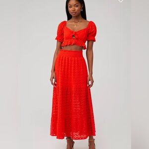 Miu Miu Coco Vibrant Red/Orange Top and Skirt Large